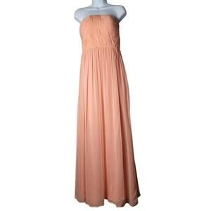 Donna Morgan Strapless Peach Chiffon Maxi Dress 8 Prom Homecoming Formal Gown